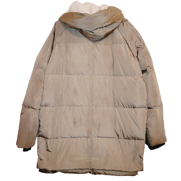 Orolay beige duck down filled thickened mid length hooded ski coat XL - Picture 2 of 16